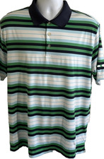 Nike Golf Polo Shirt Mens L Blue Green White Striped Dri-FIT Tour Performance