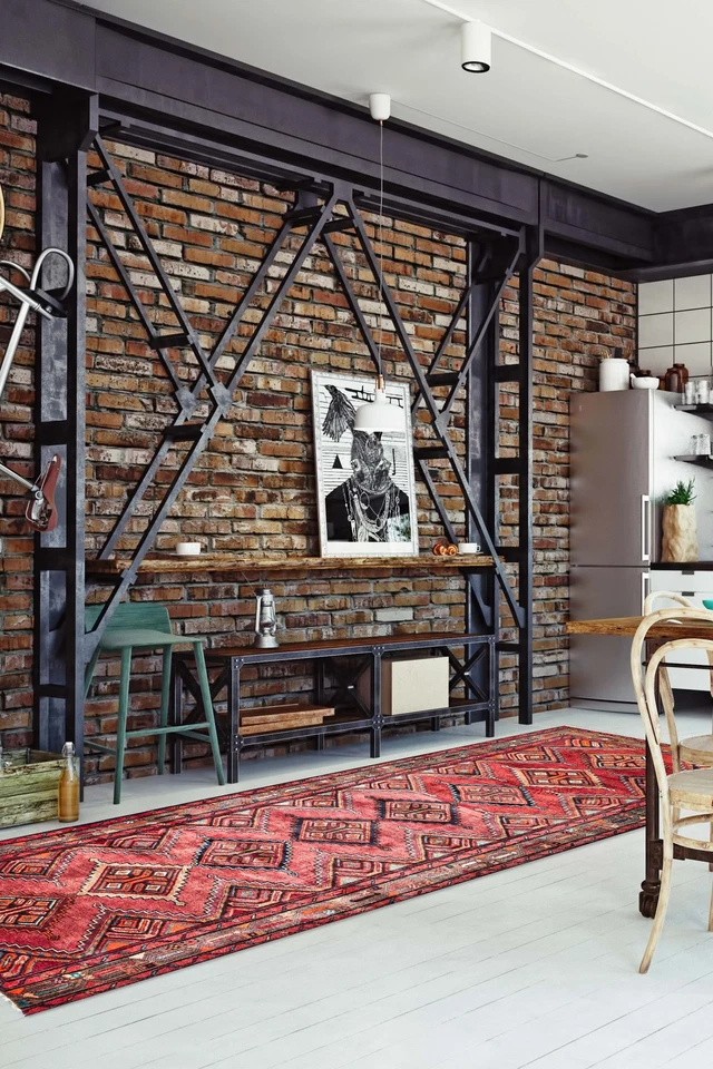 Alfombra de corredor tradicional oriental vintage anudada a mano de 3'7" x 9'4" Foto 2 de 4