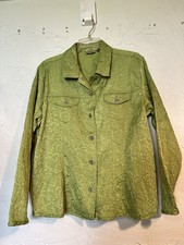 Chico  s Embossed Floral Jacket Chartreuse Green Sz 16 Layer Career Business