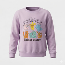 Pok mon Girls' "Choose Wisely" Lilac Graphic Fleece Sweatshirt LG 10/12 NEW