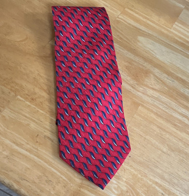 J. Parker Ltd. 100% Silk Handmade Men's Tie Geometric Red/Blue/White Woven