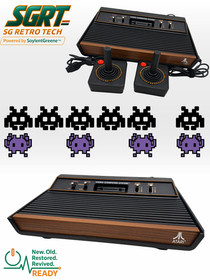 Atari 2600 CX-2600A Promo Stamped Bundle w/ Controllers Space Invaders + Combat