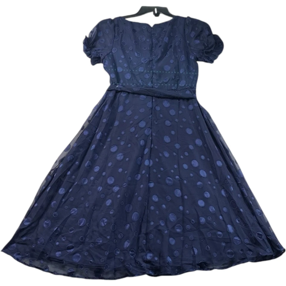 Vestido feminino NY Collection tamanho grande pequeno PL azul manga curta novo com cinto - Imagem 2 de 4