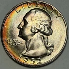 1952-S Washington Quarter, Gem BU, Rainbow Album Toning! Silver