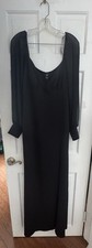 Windsor Black Maxi Dress Women’s XL Sheer Long Sleeve V-Neck Romantic Evening