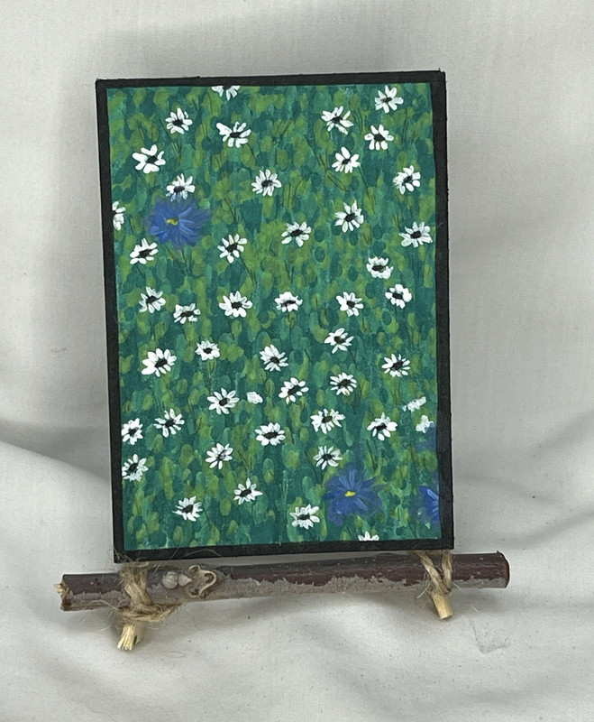 ACEO “Field of Daydream” Cosmic Bloom Abstract Floral Acrylic Painting OOAK