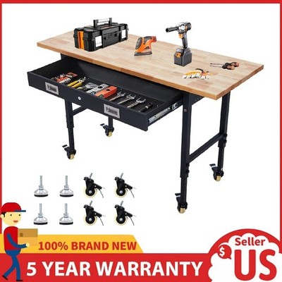 60'' Heavy Duty Workbench ,2000LBS Work Table Adjustable Height with Power Outlet