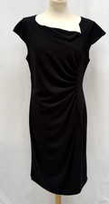 L.K. Bennett Black Draped Shift Sheath Dress UK 14 Elegant Work Occasion