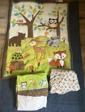 Forest Animals Nursery Crib Bedding Set Multicolor Quilt Pillowcase Sheet
