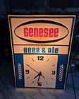VINTAGE GENESEE BEER ALE LIGHTED CLOCK SIGN BAR  MANCAVE ROCHESTER DISPLAY PUB