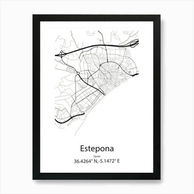 Estepona,Spain Minimalist Map Art P Framed Wall Art Poster Canvas Print Picture