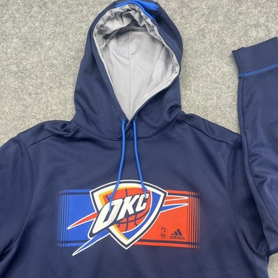 Adidas Oklahoma City Thunder OKC Hoodie Sweatshirt Sz Large NBA Logo Heavyweight