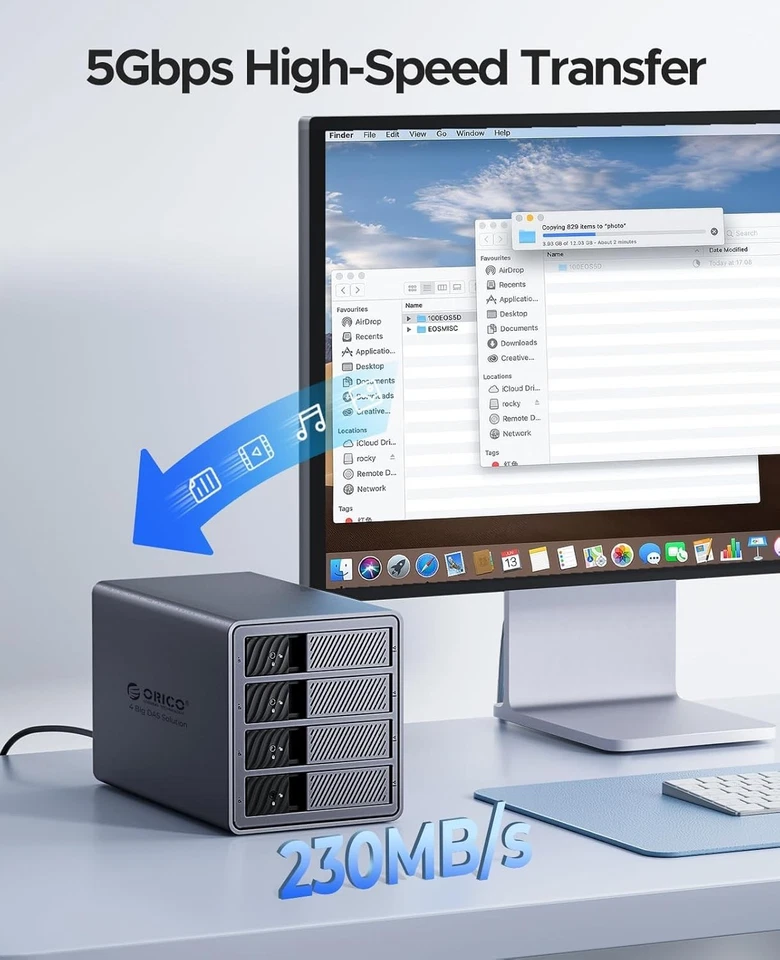 ORICO USB 3.0 4 Bay Raid Hard Drive Enclosure Support RAID Mode for 3.5inch 88TB - Image 4 of 4