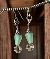USA Artisan Sterling Silver Sea Glass Earrings