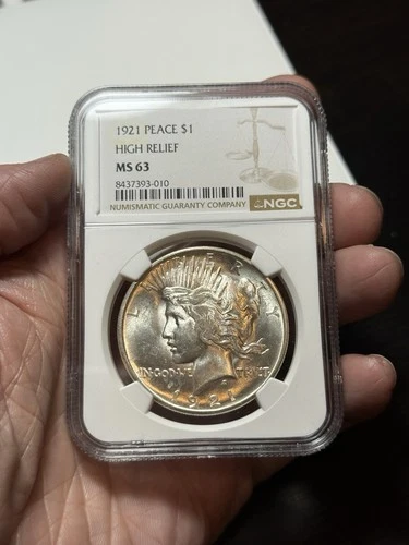 1921 $1 Peace Silver Dollar NGC MS63 Blast White - Beautiful High Relief Coin