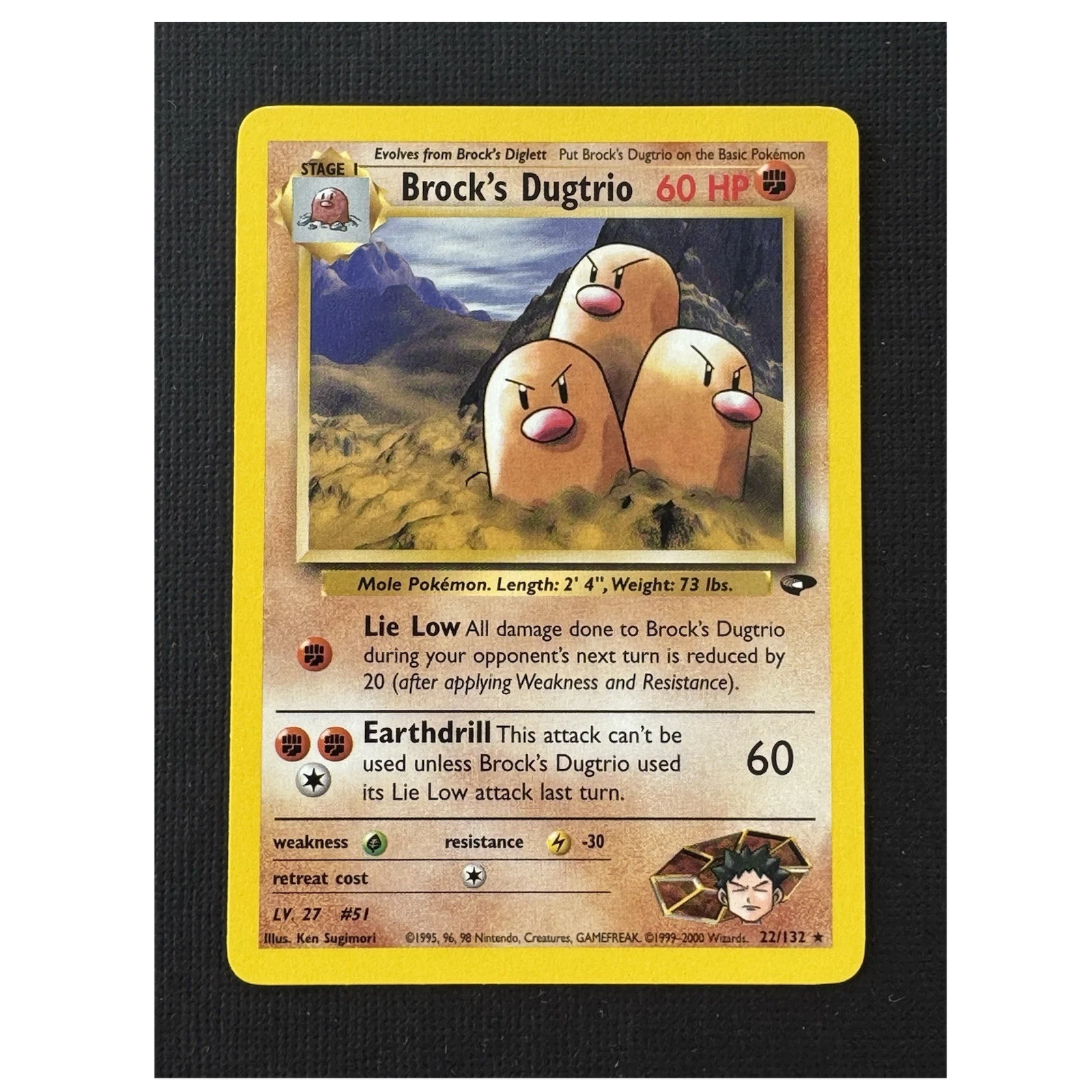 Pokémon Brock's Dugtrio 22/132 Gym Challenge Stage 1 Rare Regular Unlimited 60HP