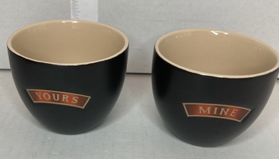Dessert Ceramic Bowls Cups Mugs ''Yours & Mine'' Set of 2 Bailey s Liqueur Black