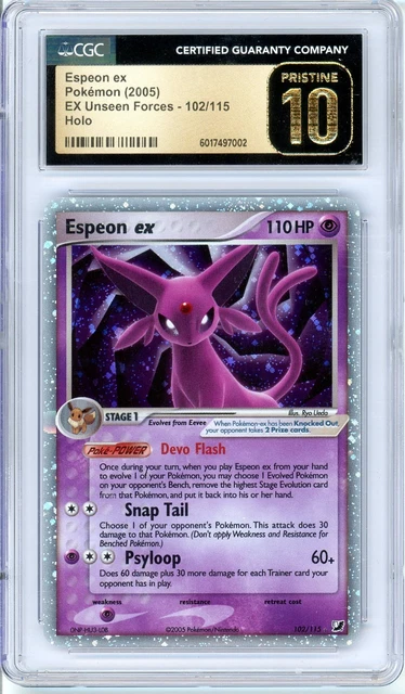 Pokemon Espeon EX #102 EX Unseen Forces CGC Pristine 10 POP 3