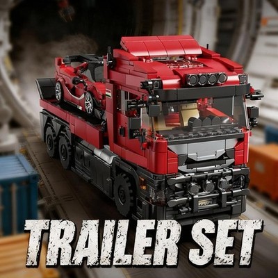 Technical Transport Truck 1728pcs Creative Trailer Car Model for Adults