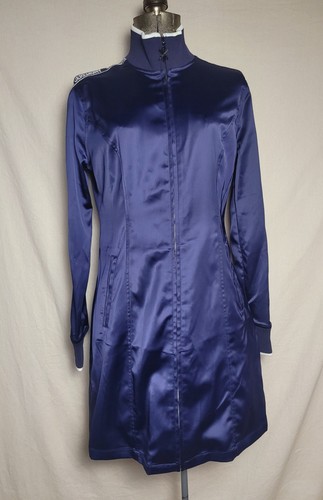 Abito cerimonia apertura blu navy pista mini raso logo taglia media 350€ vendita al dettaglio - Foto 1 di 13