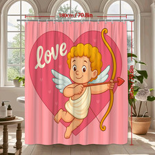 Adorable Cupid Love Shower Curtain for Kids Bathroom Decor