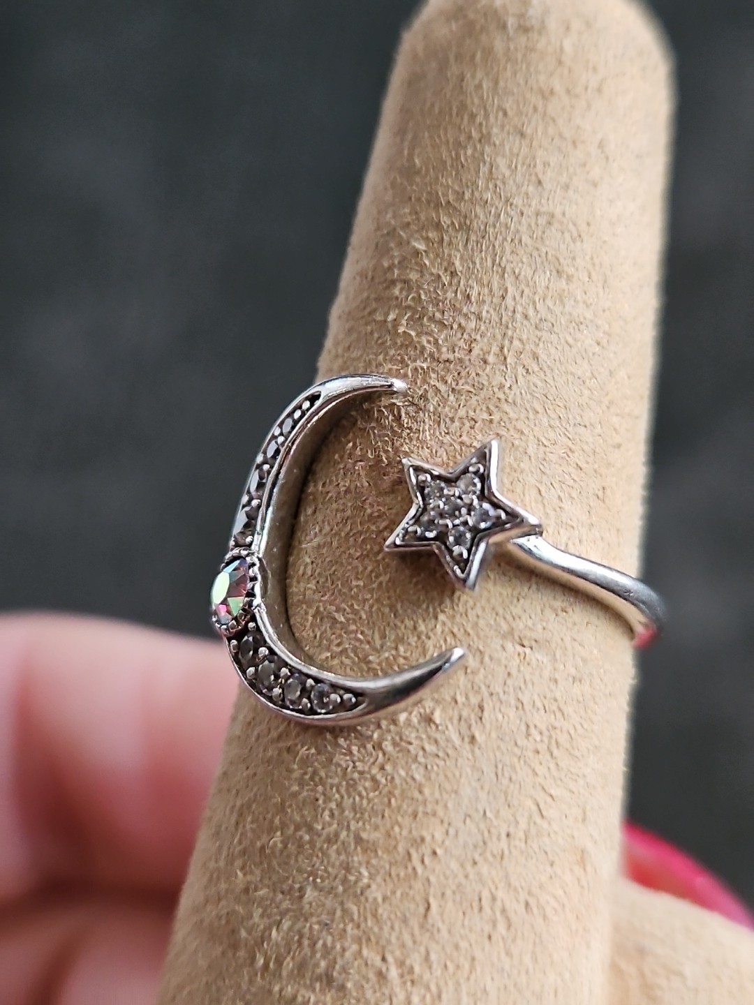 Sterling Silver Moon Ring Star Celestial Crescent… - image 2