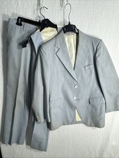 Vintage Sears Roebuck Co 42R Extra Slim Fit Blue Striped 3 Piece Suit 33x31