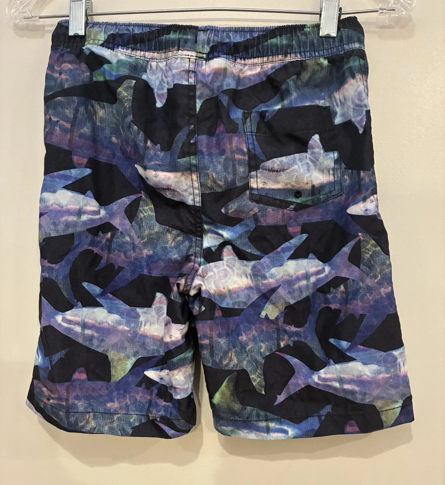 Bañador Lands' End Niños Niños Tiburones 100% Poliéster Cintura Ajustable Azul M Foto 4 de 4