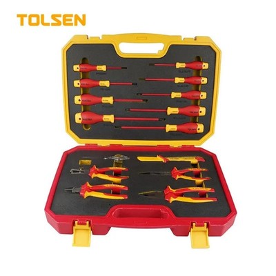 15Piece Insulated Tool Set, VDE Certified to 1,000V AC, Electrician Tools In...