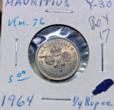 1964 Mauritius 1/4 Rupee, Uncirculated. Free Ship. Coin #1678