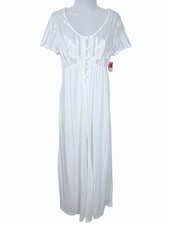 Vintage 70s White Lace Bridal Slip Dress Sheer Satin Nightgown Wedding Lingerie