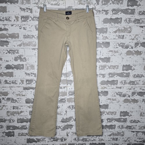 American Eagle Pants Womens 6 Regular Kick Boot Cut Khaki Stretch Boho Low Rise