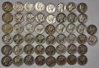 Roll of 50 Silver Mercury Dimes $5 Face Value 90% Silver Coins Mixed Dates  VLM5