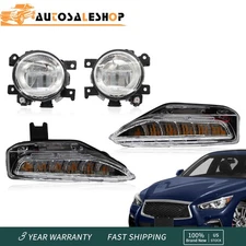 For Infiniti Q50 Q50S Sport 2014-2019 2020 Fog Lamp Turn Signal Light LED Bumper