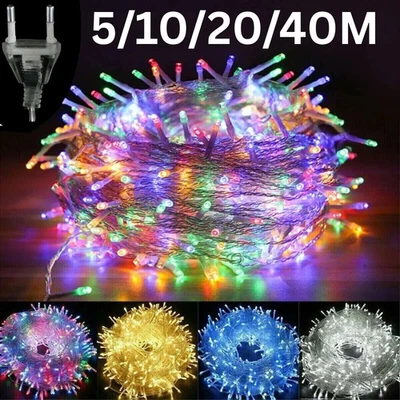 Fairy String Lights 10-40m Mains Plug In Christmas Tree Indoor & Outdoor UK
