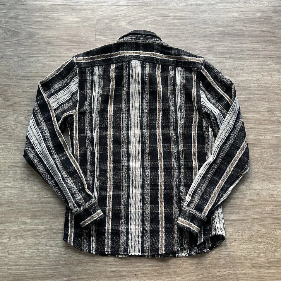 Corridor NYC Heavyweight Vintage Twill Flannel Shirt Black/Mustard Plaid Size S - Image 2 of 4