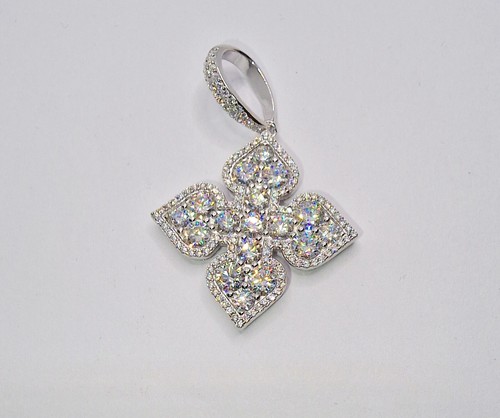 925 MOISSANITE DVVS1 CROSS HEART PENDANT HIP HOP - Picture 23 of 54