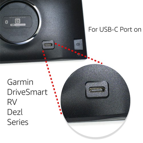 Caricabatterie auto filo rigido USB-C per Garmin DriveSmart 66 76 86 RV 795 Dezl OTR710 - Foto 6 di 6