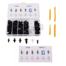 100pc &4XTool Bumper Clips Auto Car Hole Plastic Rivets Fastener Fender Push Pin