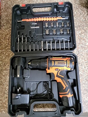 12v Lithium Ion Cordless drill driver 2 batteries, Carry Case With ...
