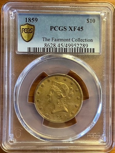 1859 $10 GOLD LIBERTY HEAD EAGLE PCGS XF 45 - Picture 4 of 5