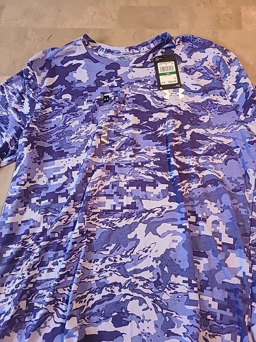 NWT Under Armour ABC Sonar Blue Camo Short Sleeve T-Shirt,SZ, L 1357727