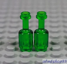 LEGO - 2x Trans Green Bottles - Wine Beer Drink Food Kitchen Minifigure Goblet