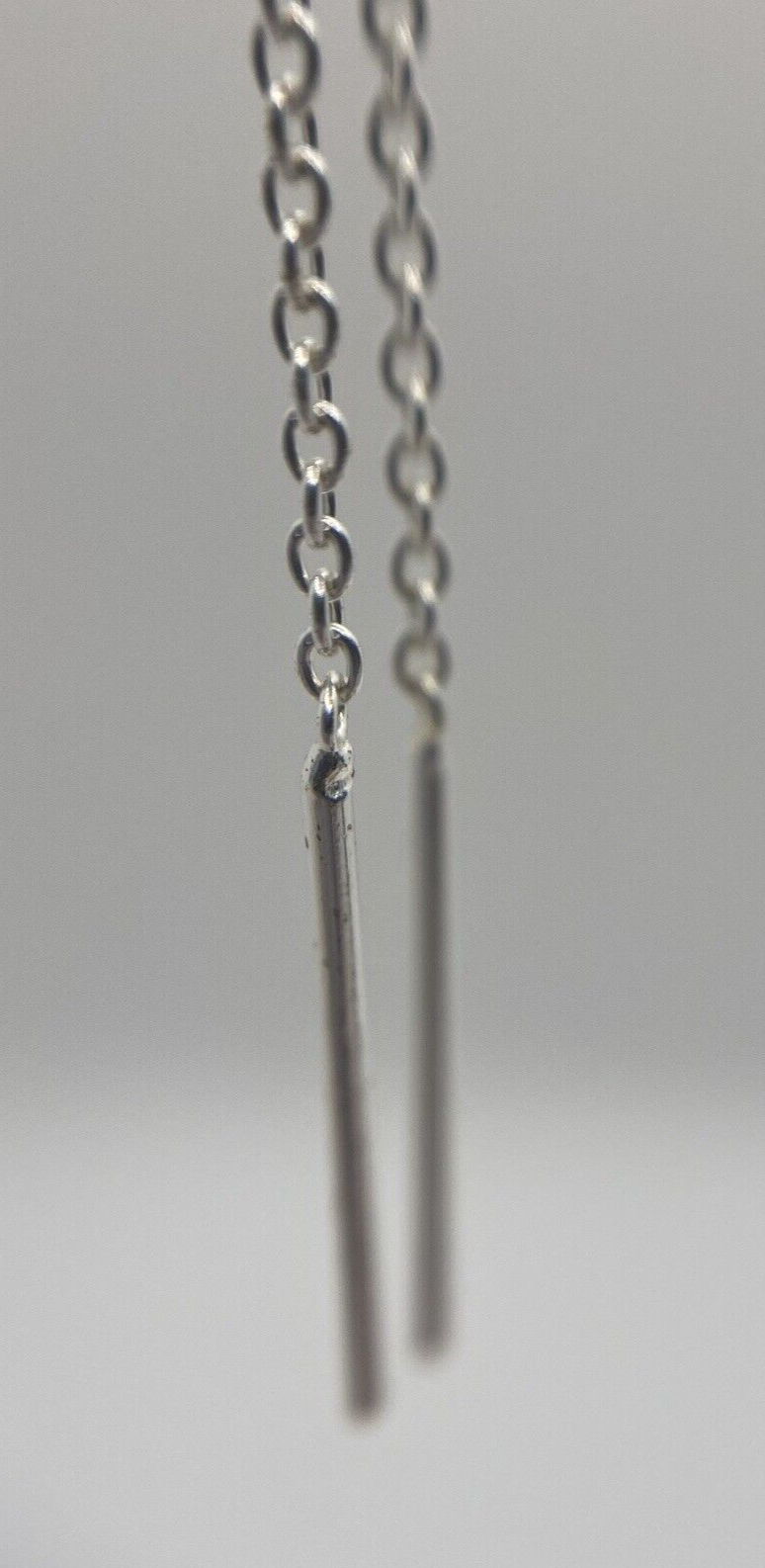 Sterling Silver Simple Bar Threader Earrings Womens Teens Classy Stylish Fun 925
