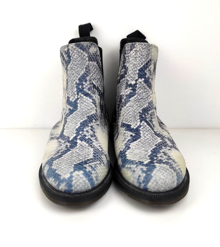Botas Chelsea Dr Martens Flora Cuero Blanco Azul Piel de Serpiente Talla UK 8 EU 42 US 10 - Imagen 2 de 9