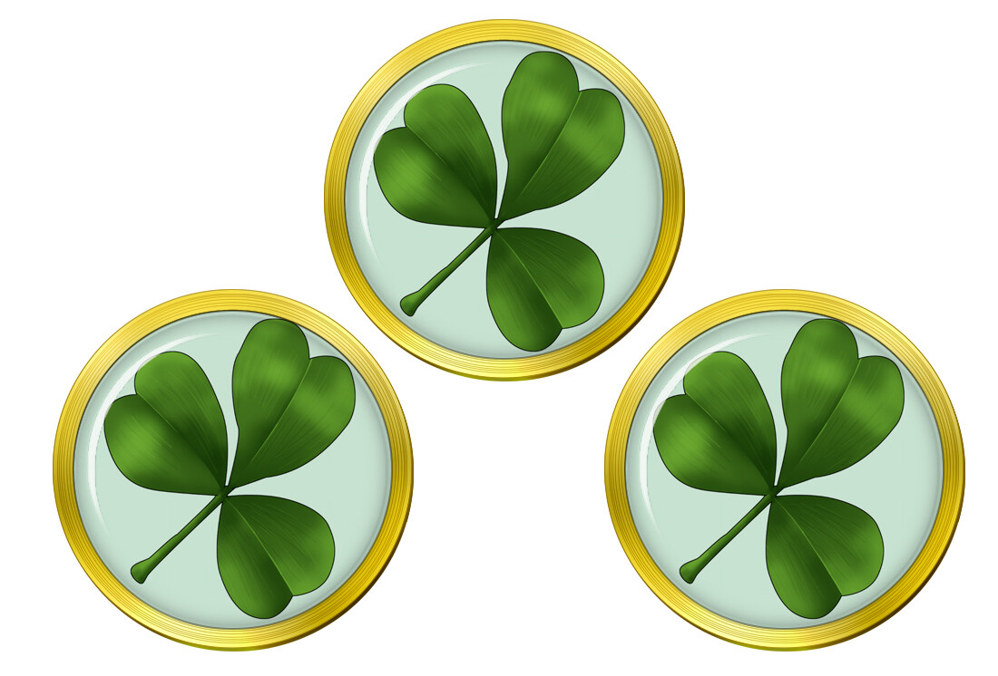 Lucky Irish Shamrock Set of 3 Golf Ball Markers