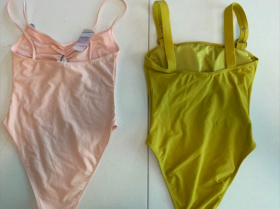 2X Traje de baño de una pieza Forever 21 rosa y verde nuevo con etiquetas para mujer talla pequeña Foto 4 de 4