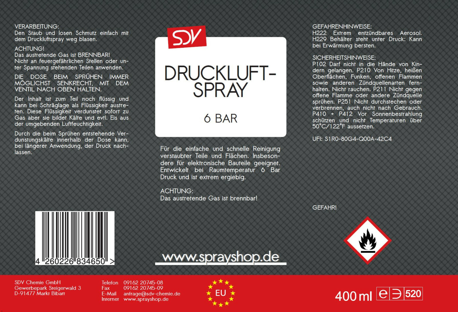 PETEC Druckluftspray 72150, Hochdruck mit 6 Bar, brennbar, mit Sprühsonde, 400ml – Böttcher AG PETEC Druckluftspray 72150, Hochdruck mit 6 Bar, brennbar, mit Sprühsonde, 400ml – Böttcher AG