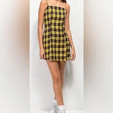 NWOT Luna Chix Clueless Plaid Mini Dress in Yellow and Navy - Size XS