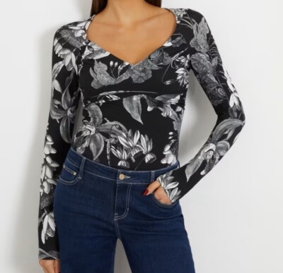 Guess Dianna Velvet Top - Black Medium $79